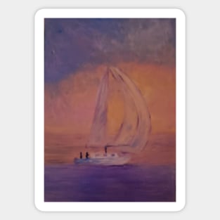 Sailing Free oil painting by Tabitha Kremesec Sticker